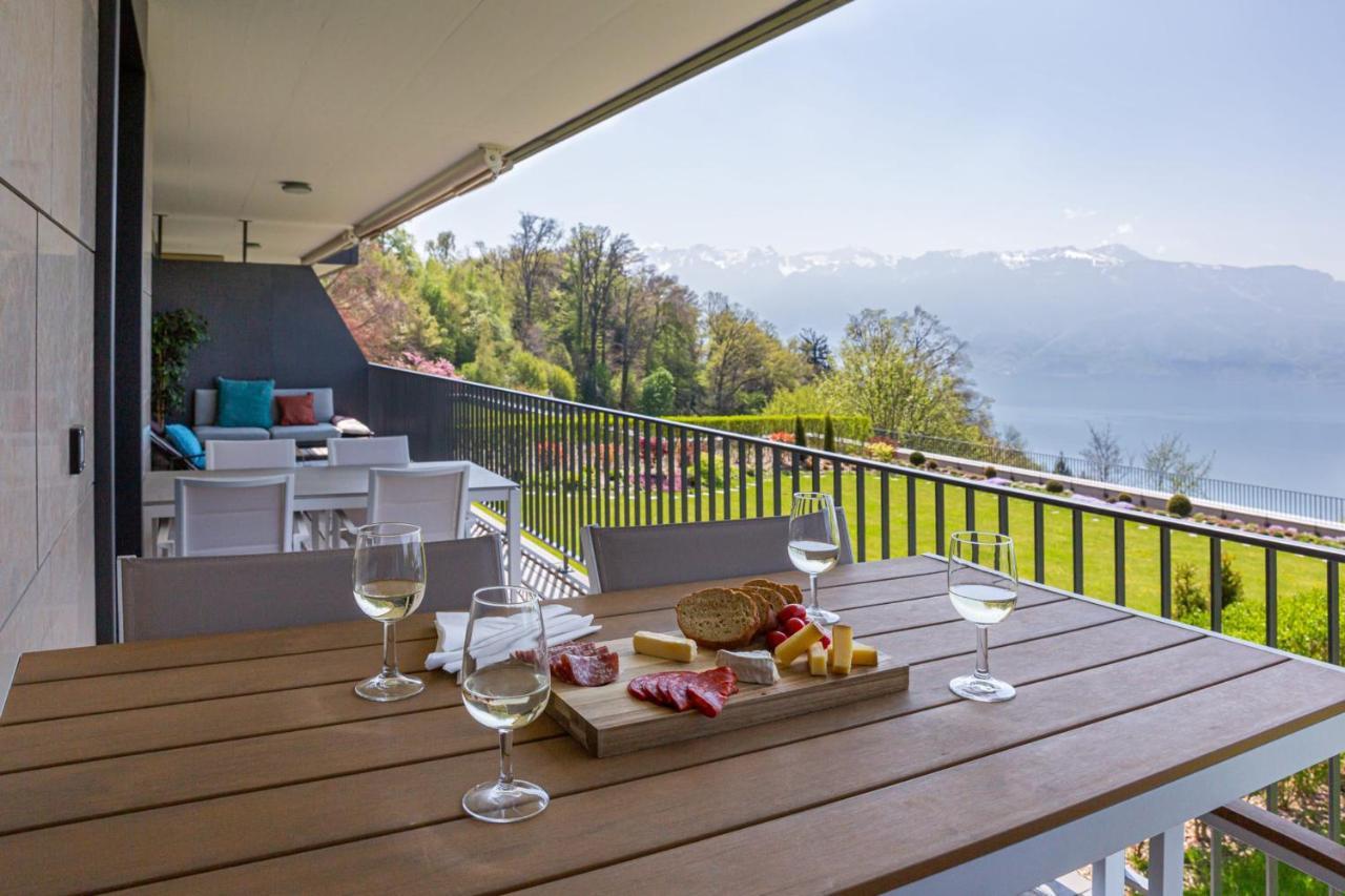 Les Terrasses De Lavaux 1 - Appartement De Luxe Avec Vue Panoramique Et Piscine Puidoux المظهر الخارجي الصورة
