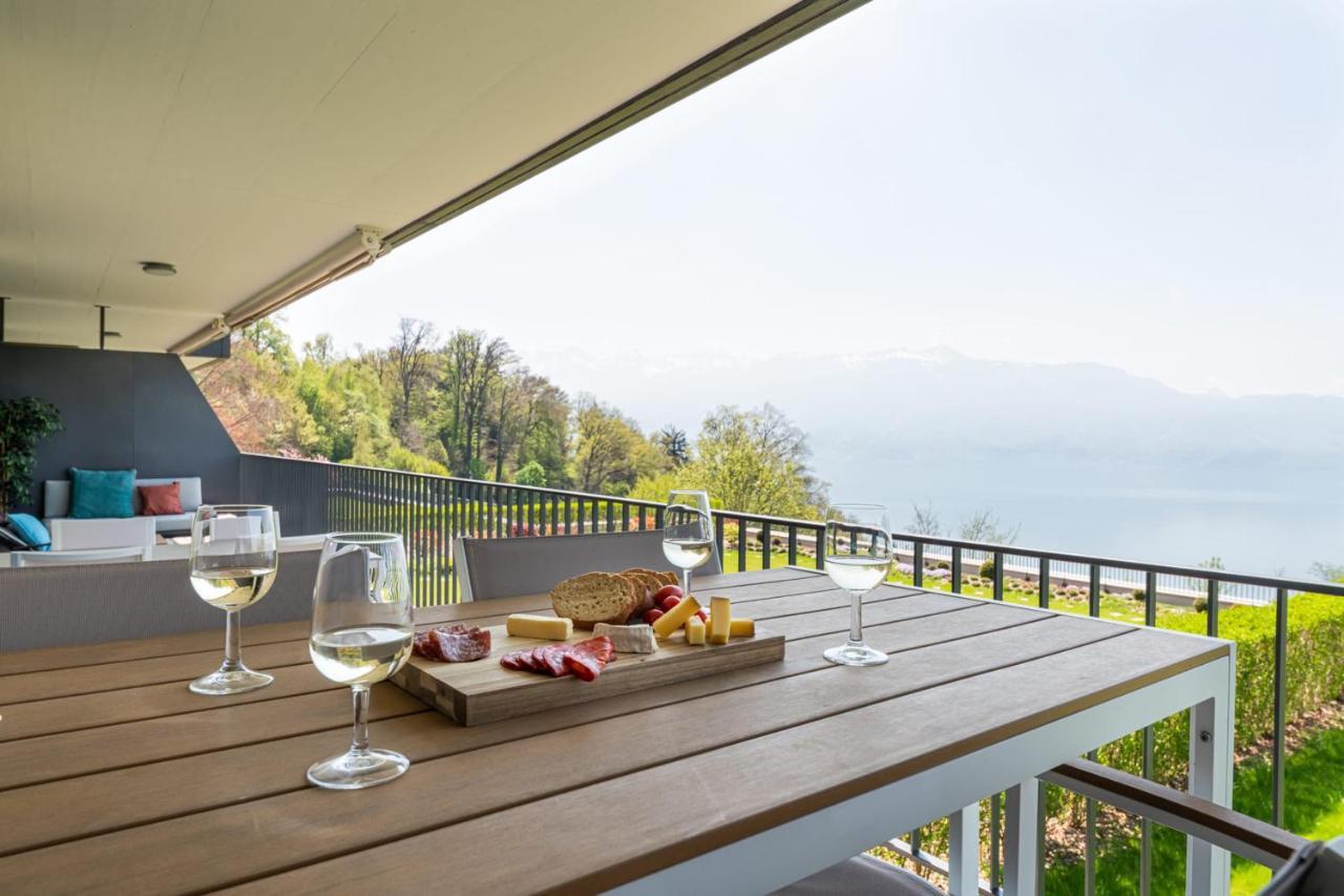 Les Terrasses De Lavaux 1 - Appartement De Luxe Avec Vue Panoramique Et Piscine Puidoux المظهر الخارجي الصورة