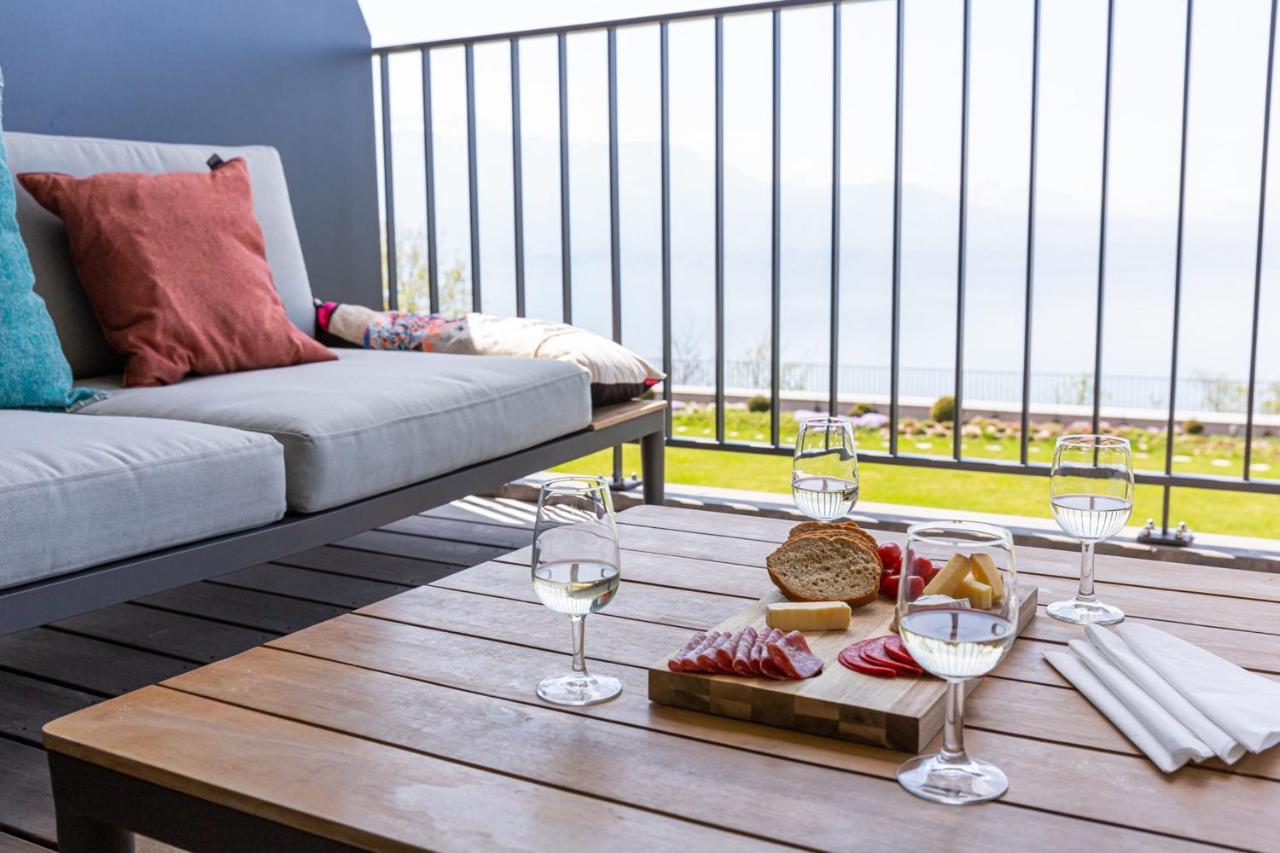 Les Terrasses De Lavaux 1 - Appartement De Luxe Avec Vue Panoramique Et Piscine Puidoux المظهر الخارجي الصورة