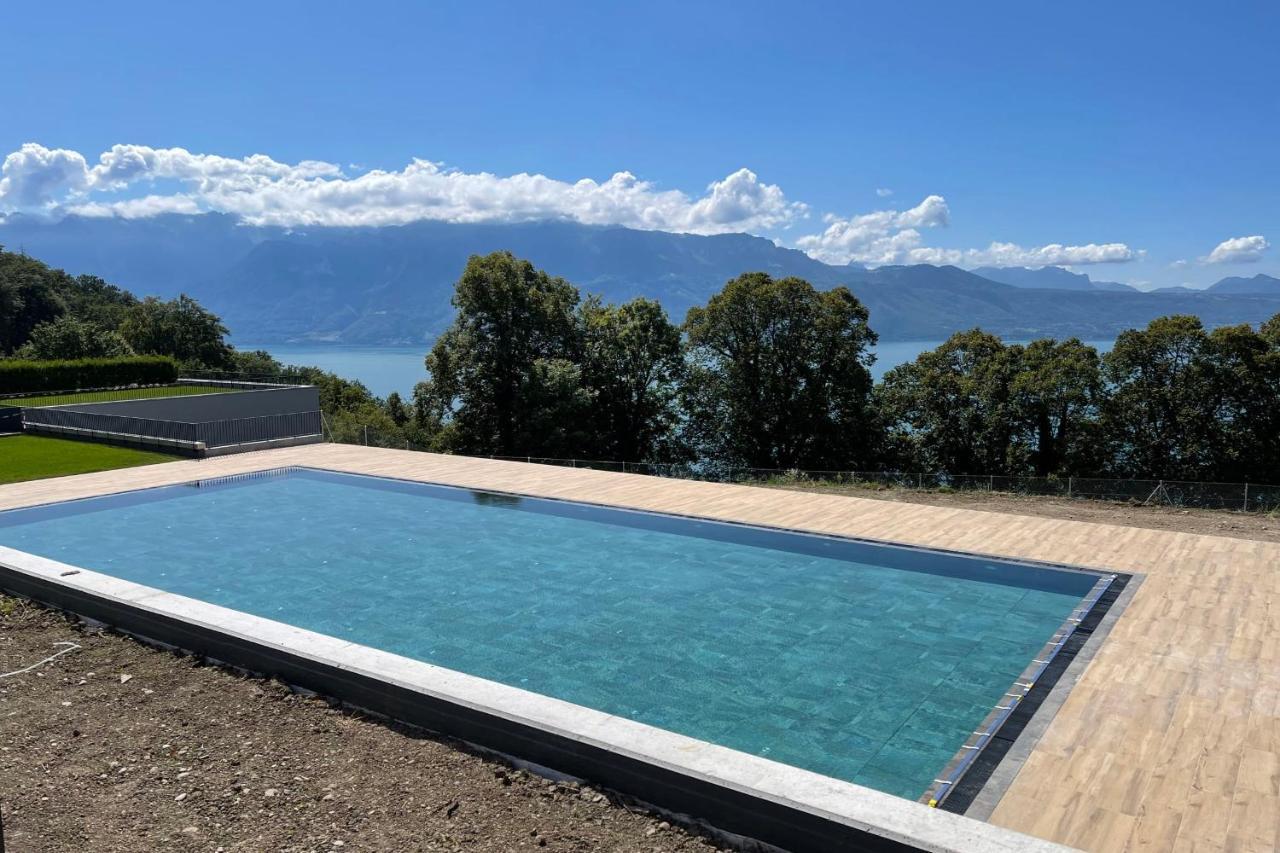Les Terrasses De Lavaux 1 - Appartement De Luxe Avec Vue Panoramique Et Piscine Puidoux المظهر الخارجي الصورة