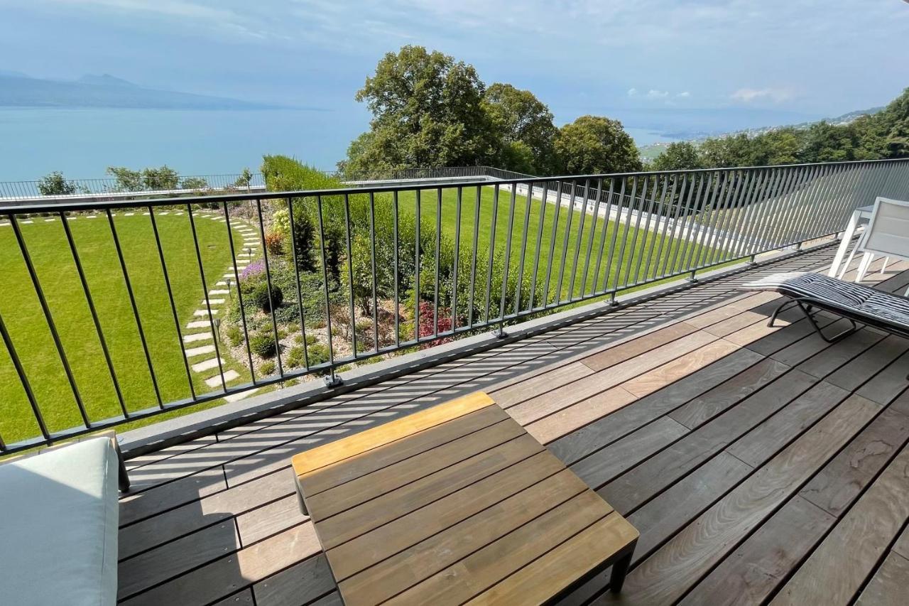 Les Terrasses De Lavaux 1 - Appartement De Luxe Avec Vue Panoramique Et Piscine Puidoux المظهر الخارجي الصورة